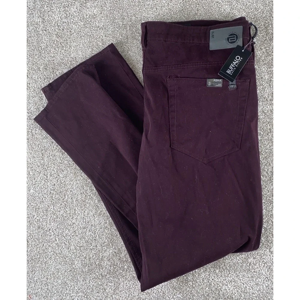 Buffalo David Bitton Jeans Ash‎ X Slim Stretch Cotton 42x32 Maroon NWT MSRP $109